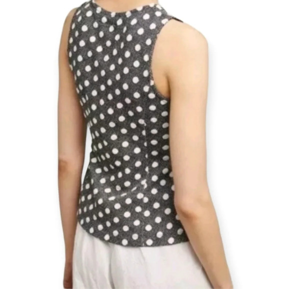 Anthropologie Maeve Polka Dot Jacquard V-Neck Tank Blouse in Black White XS - Picture 2 of 16